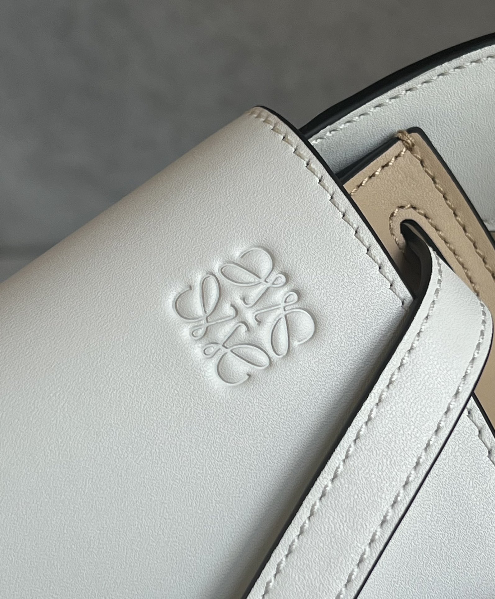 Loewe Mini Gate Dual Bag in Soft Calfskin and Jacquard Soft White/Paper Craft